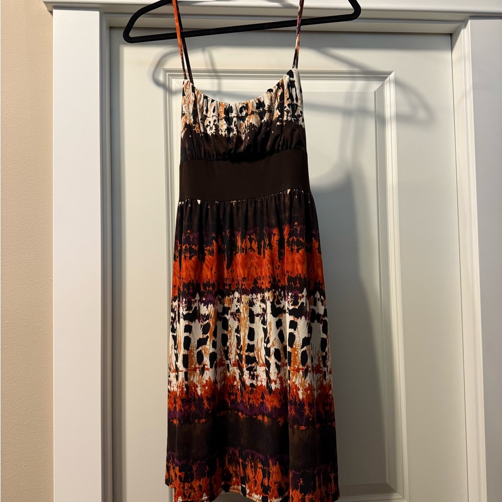 Wrapper Orange, Brown, cream and Purple Dress